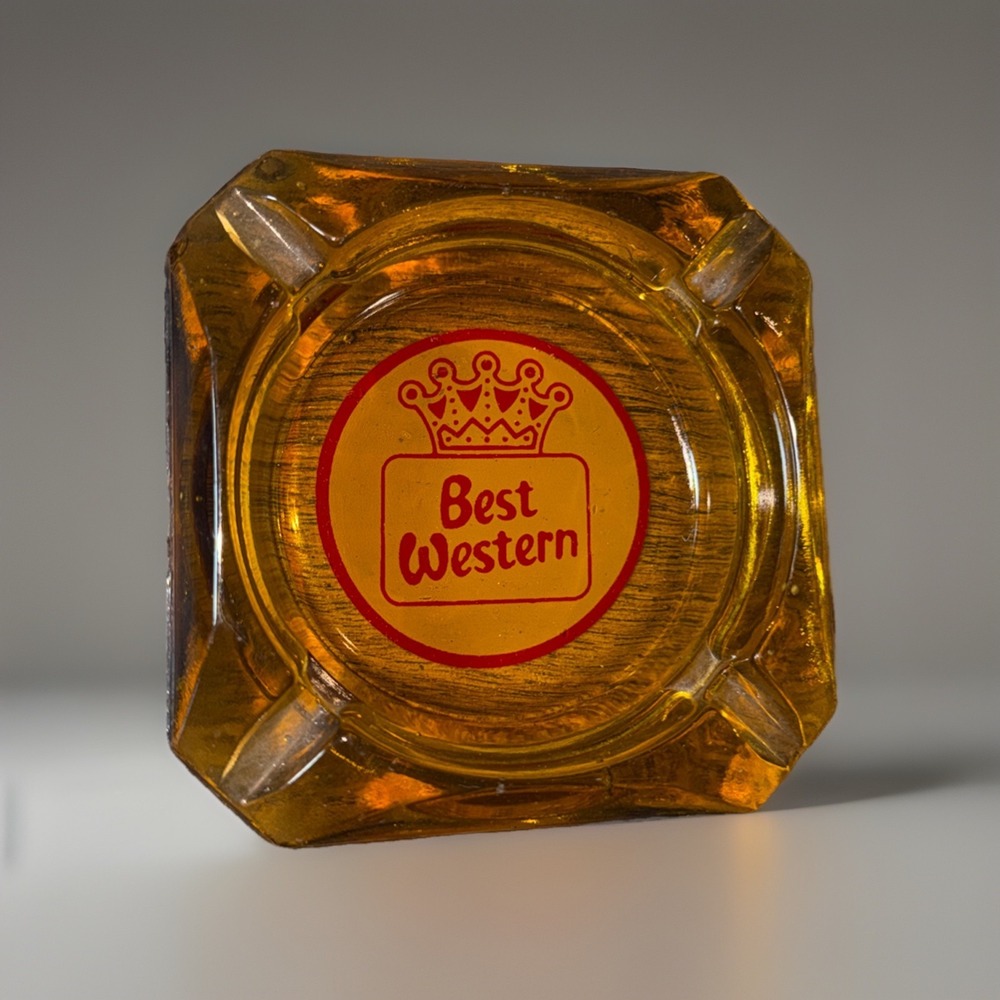 Vintage 1970's Best Western Motel Amber Glass‎ Ashtray, Hotel/Motel Collectors